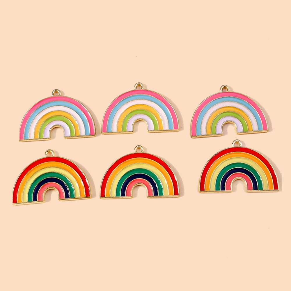 Leslie 10 Stück Mix Niedliche Emaille-Stern-Wolken-Regenbogen-Anhänger für DIY Armband Halskette Ohrringe Schmuckherstellung Handgemachtes Kunsthandwerk – Detail 7