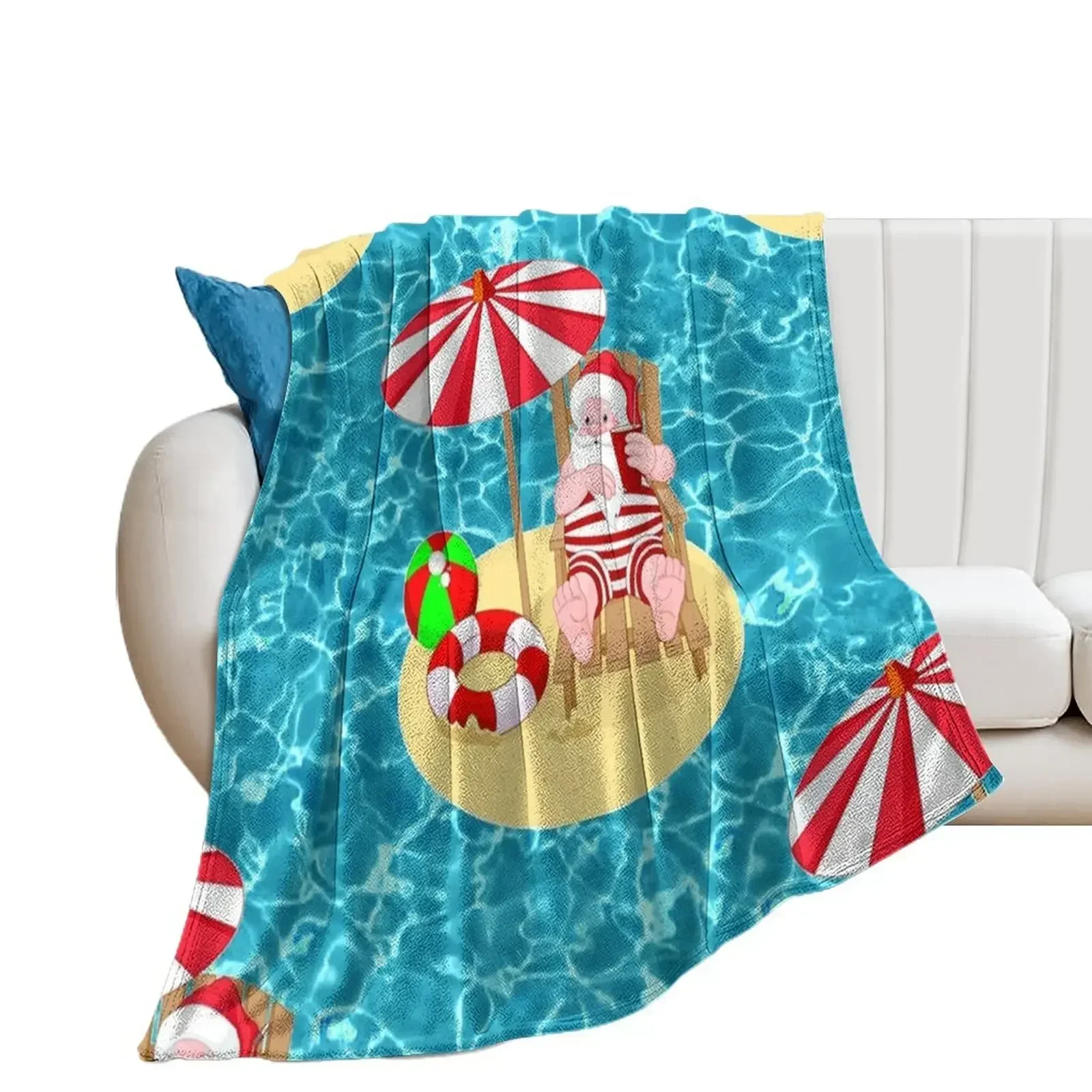 

xmas beach santa claus Throw Blanket Blankets For Sofas Blankets For Bed Soft Big blankets and throws