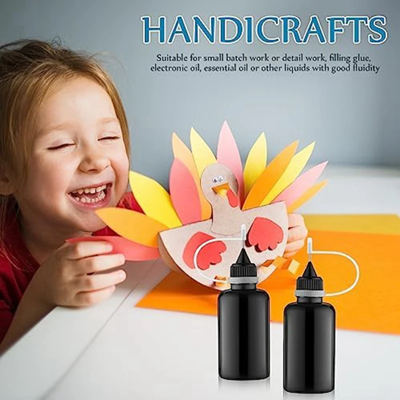 BAADE 100 قطعة 30 مللي/1 أوقية الأسود إبرة تلميح زجاجة صمغ الإبر الدقة تلميح قضيب زجاجة للحبر الكحولي Craft بها بنفسك الحرفية الاكريليك