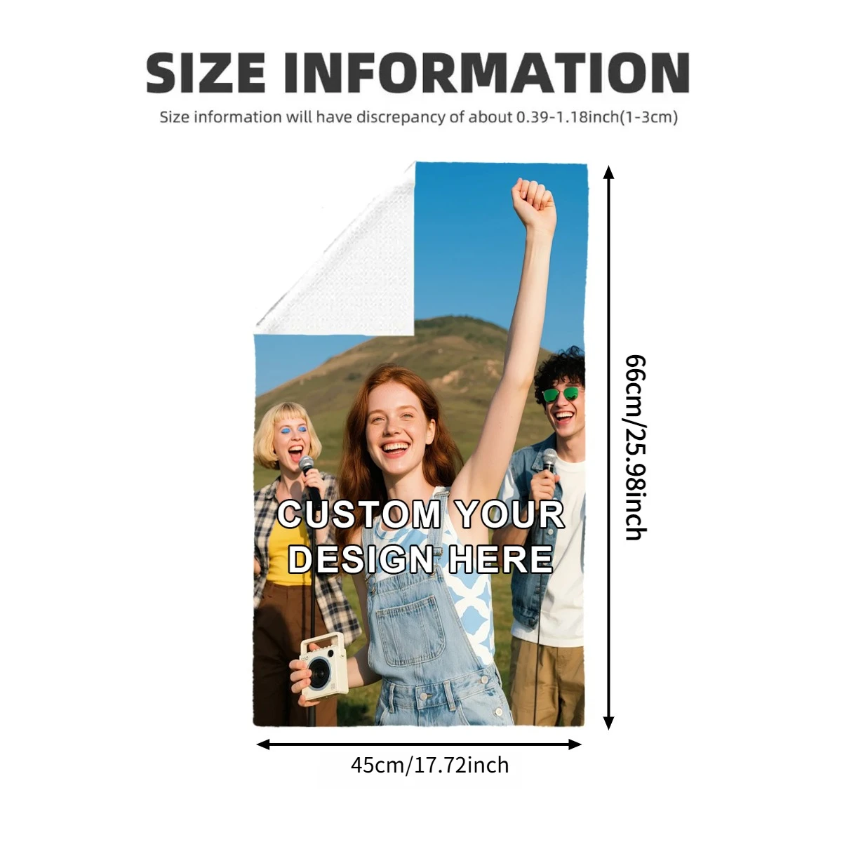 2D Flat 1pc Custom 45*66cm Towels with Photo/Logo/Design, Lightweight & Easy To Use, Absorbent & Washable, Ideal for Daily Using