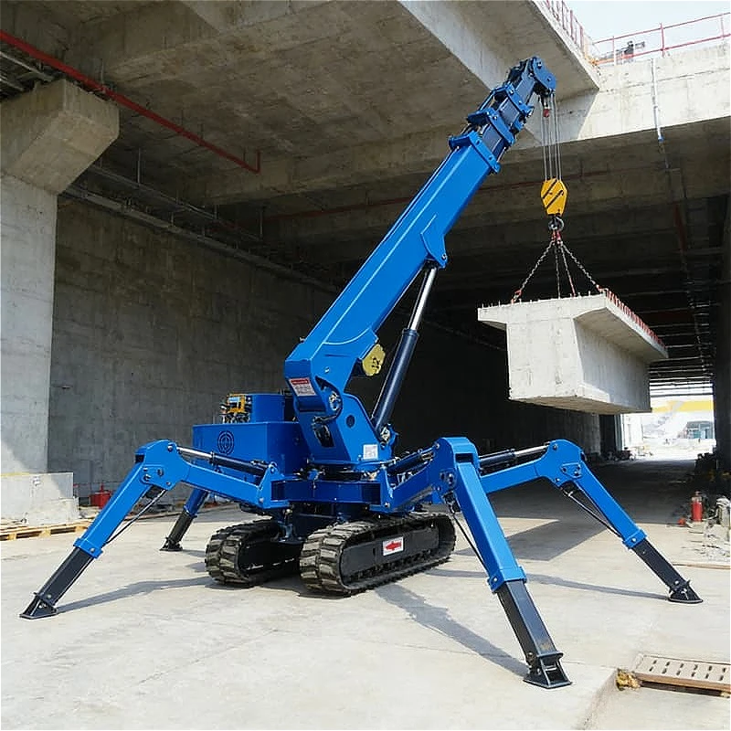 Mini Spider Crane 2 Ton Portable Crawler Crane Hydraulic Outrigger For High Rise Building Curtain Wall Installation Customized