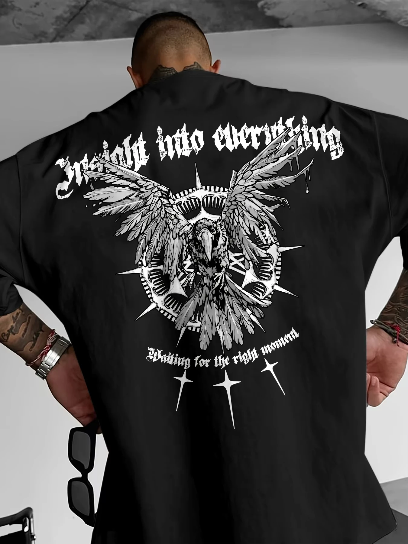 Unisex Plague Doctor Back Print T‑shirt Vintage Gothic Floral Lettering Graphic Casual Short Sleeve Streetwear Crew Neck Tee