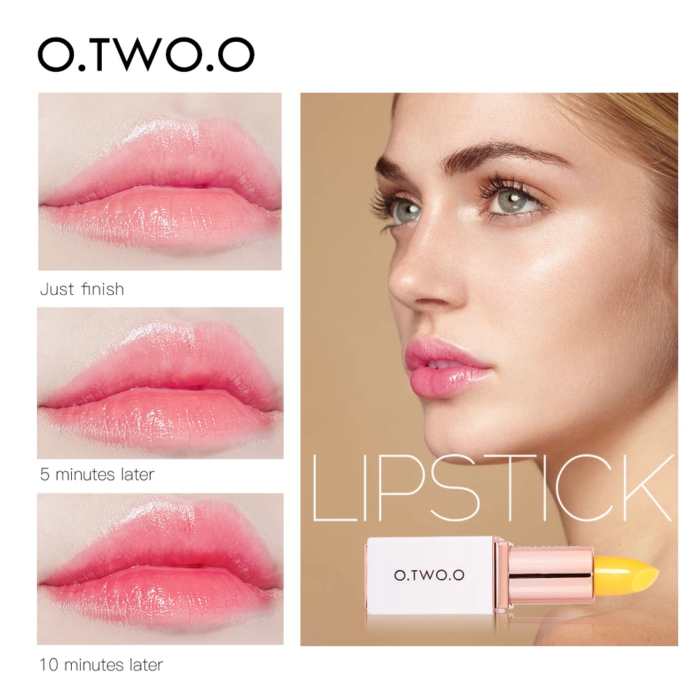 O.TWO.O  Lip Balm Color Change Lipstick Natural Peach Lip Gloss Moisturizing Reducing Lip Lines Jelly Plump Lip Care Cosmetics