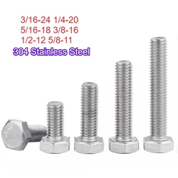 3/16-24 1/4-20 5/16-18 3/8-16 1/2-12 5/8-11 304Stainless Steel External Hexagonal Screw American Standard External Hex Head Bolt