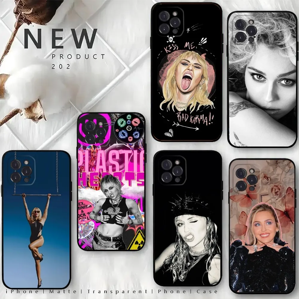 

Singer M-Miley C-Cyrus Phone Case For iPhone 16,15,14,13,12 Mini 11 Pro XR,X,XS,MAX 7,8 Plus Silicone Cover Soft Black