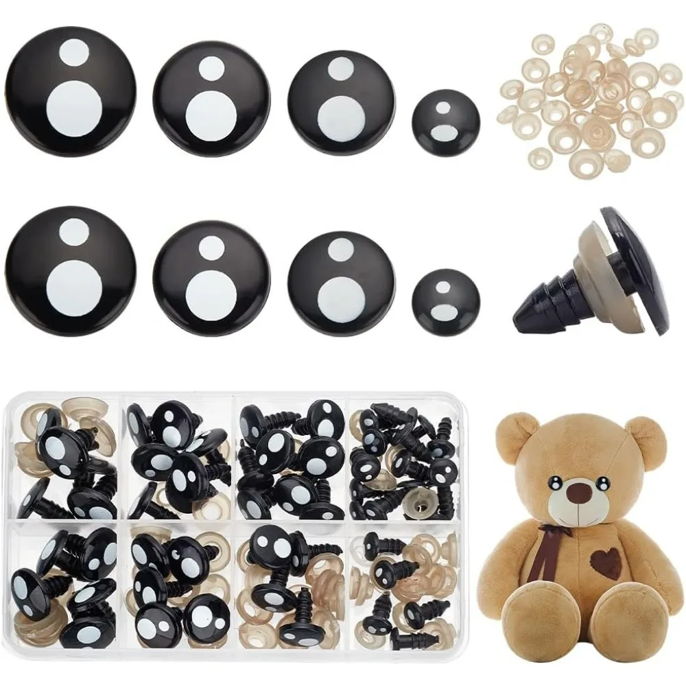 54 Sets Safety Eyes for Crochet Craft Amigurumi Safety  Kawaii  with Washers for DIY Stuffed Animals Puppets Bear