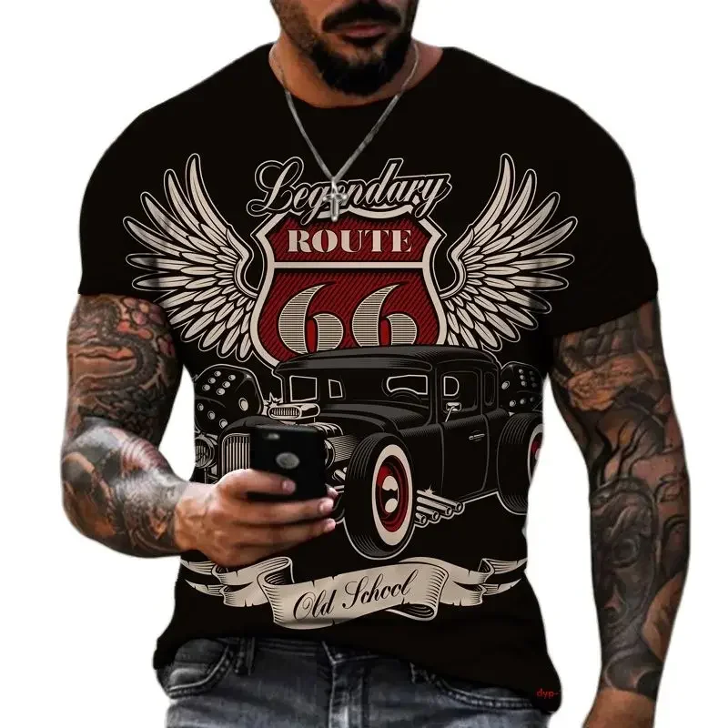 Men 3d Print Travel Men's 66 Route T Shirt Fashion 66 Route T Shirt for Ride Short Sleeve Oversized Tops Tee Shirt Man Clothing