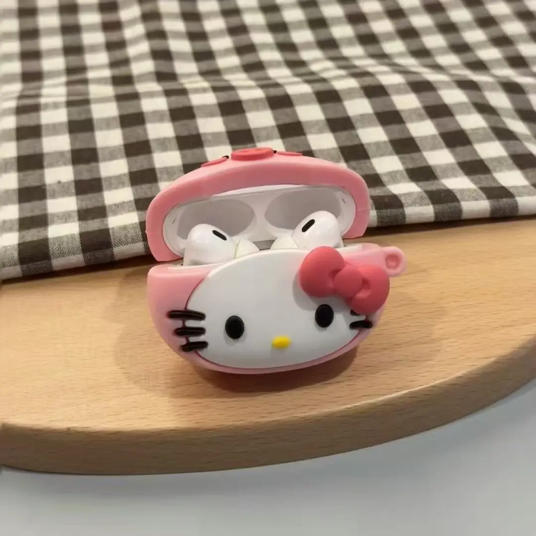 MINISO Pigglet KT Cat متوافق مع Apple AirPods 4 حافظة سماعة أذن بلوتوث مضادة للسقوط غلاف ناعم لجهاز Pro 2/1/2nd Generation Wo