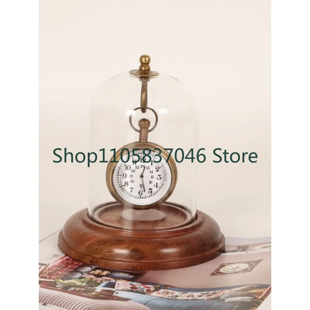 Glass covered desktop clock, European style clock, soft decoration, decorative piece