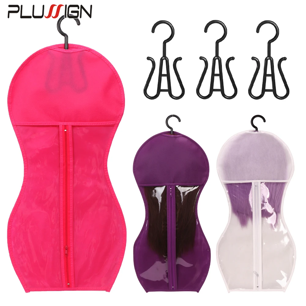 

Plussign Portable Wig Storage Bag With Plastic Hanger Lightweight Dust-Proof 24-Inch Fit Nonwoven New Design For Home & Travel​