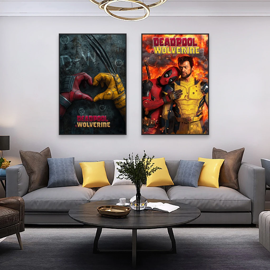 2024 Deadpool And Wolverine Movie Wall Art Poster Disney Superhero Film Art Print Colourful Canvas Painting Reading Room Decor