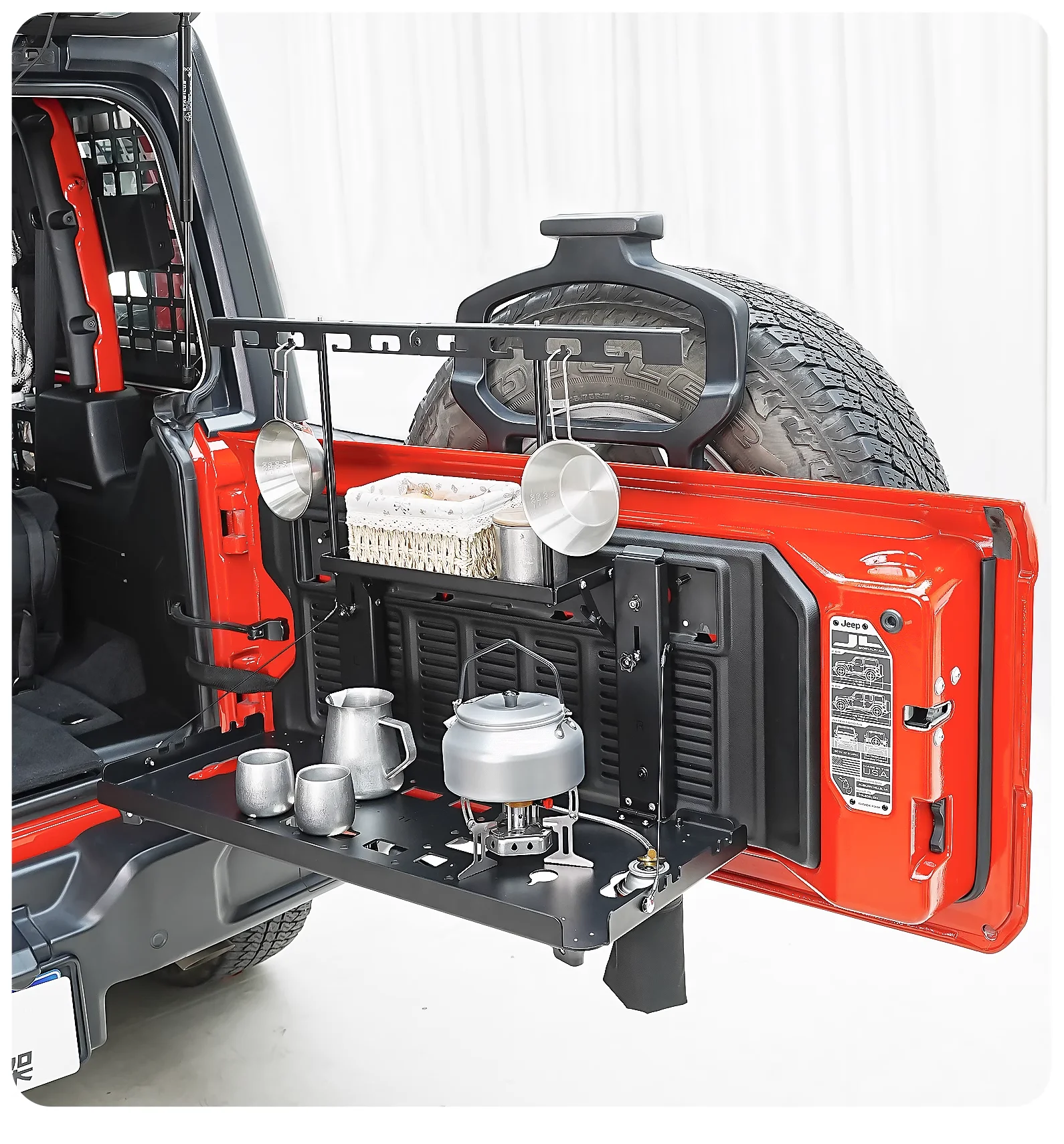 

Fit for Jeep Wrangler JL 2 Door 4-Door 2018-2025 CGZ Tailgate Storage Rack Folding Table Panel Trunk Extension Racks