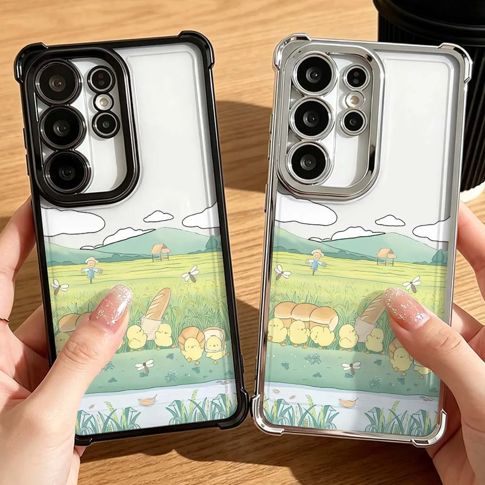 Cartoon Wheat Field Chick Anti-Drop Funda For Samsung Galaxy S26 S25 S24 S23 S22 S21 FE Ultra Plus 5G Soft Cover Phone Case