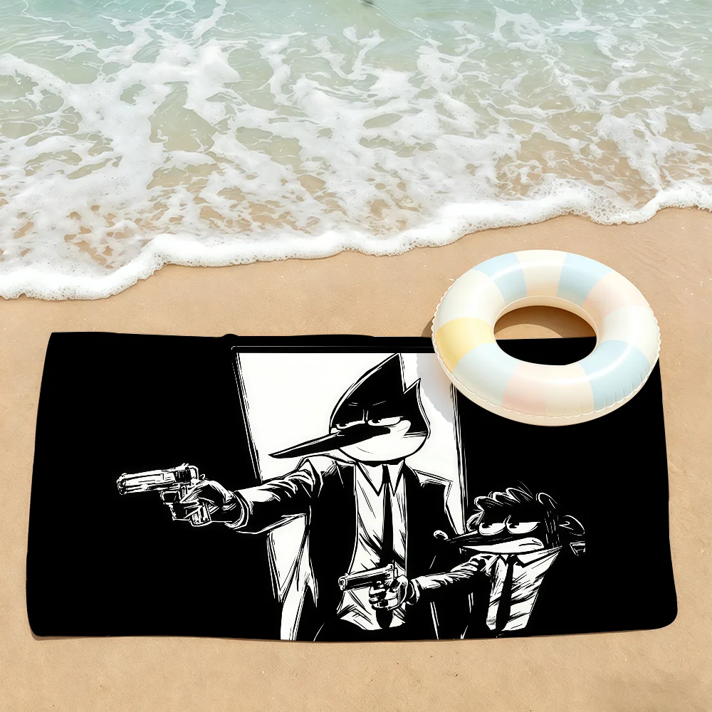 Cartoon R-Regular Show Towel Soft Lightweight Anti-Sand Large Beach Towel Quick-Drying Bath Sports Family
