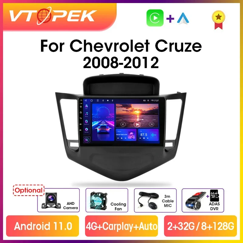 

Vtopek 9" 4G Carplay DSP 2 din Android 11.0 Car Radio Multimidia Player Navigation GPS For Chevrolet Cruze 2008-2014 Head Unit