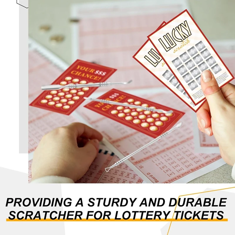 ABDJ-3 Pcs Metal Lottery Ticket Scratcher With Storage Box Lottery Ticket Scratcher Tool Lottery Ticket Holders For Adults