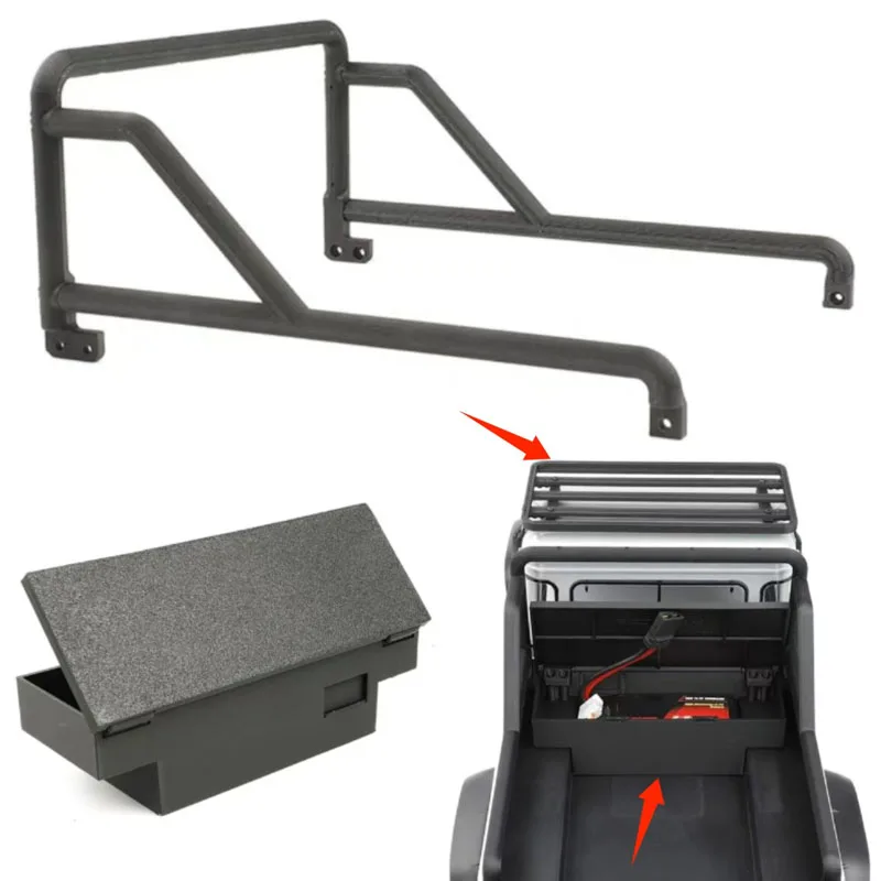 

1 барабанная рама пластикового ящика для инструментов с 3D-печатью, подходит для 1/10 радиоуправляемого альпинистского автомобиля Traxxas TRX4 Wild Defense RD110 2-дверного пикапа a