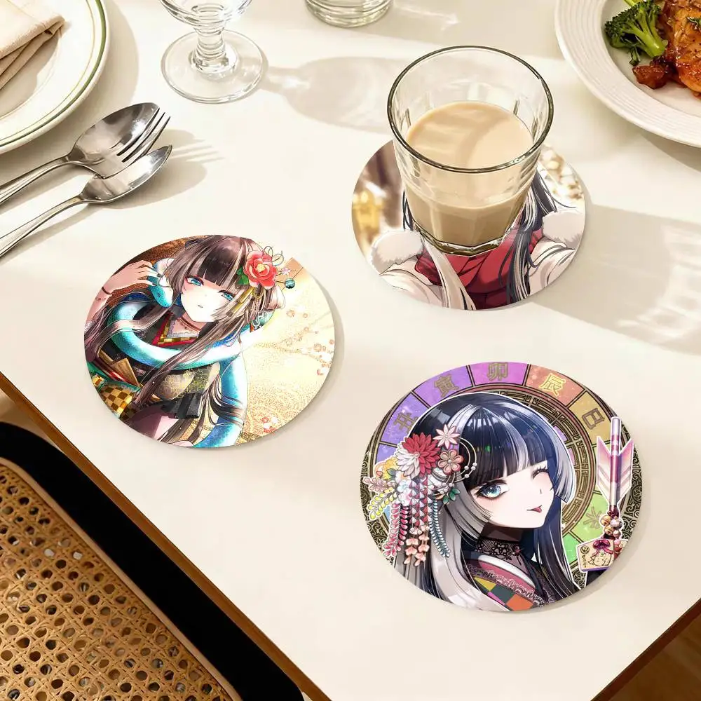 Anime Girl Juufuutei Raden Round Wooden Coasters Suitable For Restaurants And Coffee Home Gift Choice Holidays
