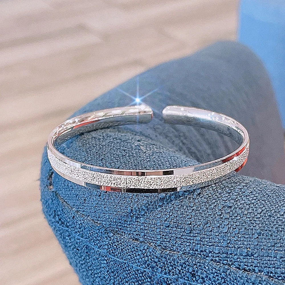 

100% 999 sterling silver bracelet female solid full silver open silver bracelet female young birthday gift wholesale