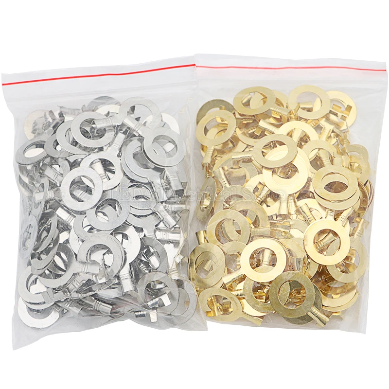 

100Pcs O-Type Copper Tab Wiring Nose Lugs Terminals Cold-Pressed Connector DJ431-6B/3.2A/4.2A/5B/8B/10B/12B round Terminal Block