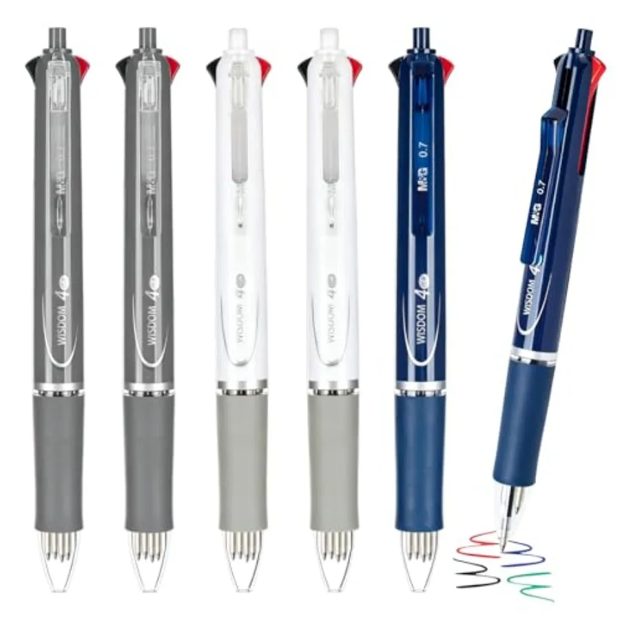 

Ballpoint Pens, 4-In-1 Colored Retractable Ball Point Pens Fine Point 0.7mm, Assorted 4-Color Ink Ballpoint Pens Bulk Smooth Wr