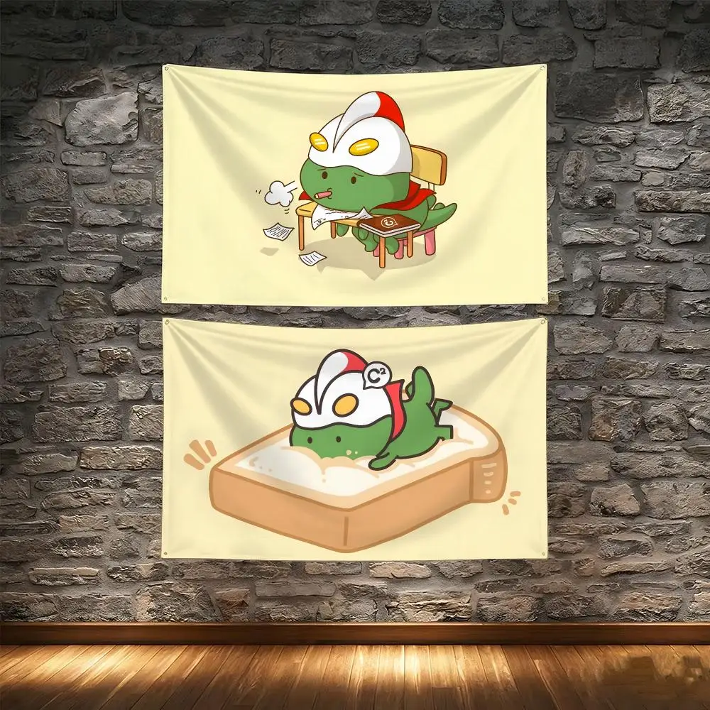 Kids Cartoon C-C2 Piccolo Dinosauro Flags Tapestry Creative Pattern Photo Living Room Wall Art Party Outdoor Decor