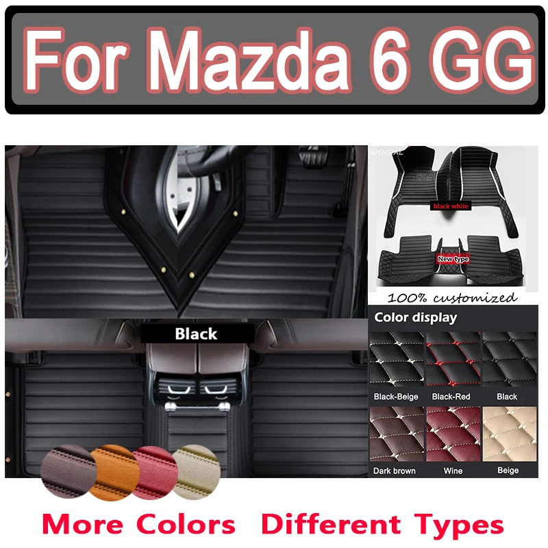 

Luxury Custom Auto Luxury Leather Car Floor Mat For Mazda 6 GG 2003 2004 2005 2006 2007 Car Mat Full Set Waterproof Accessories