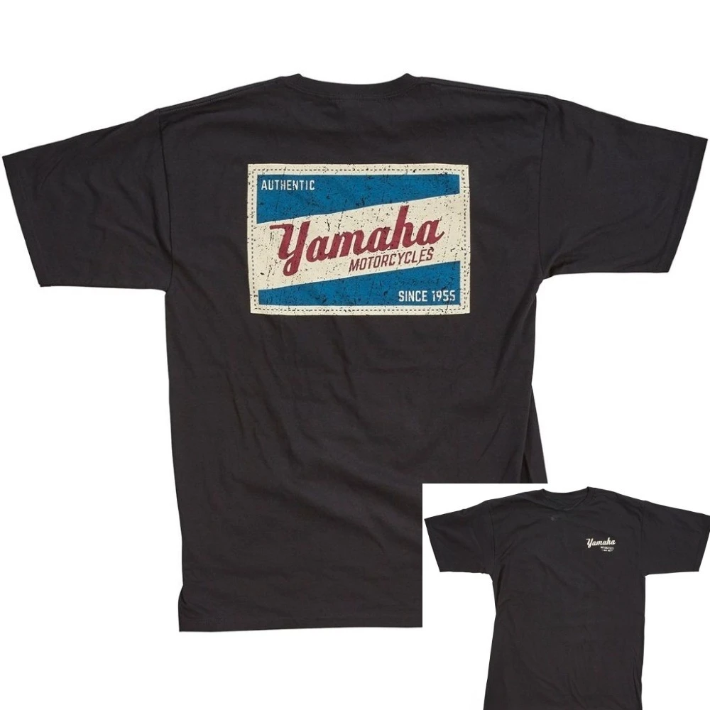 ياماها الساخن الرجال الشارع نمط مطبوعة تي شيرت ياماها ريترو نمط فضفاض نسخة الهيب هوب قصيرة الأكمام الاتجاه القطن الموضة الحضرية