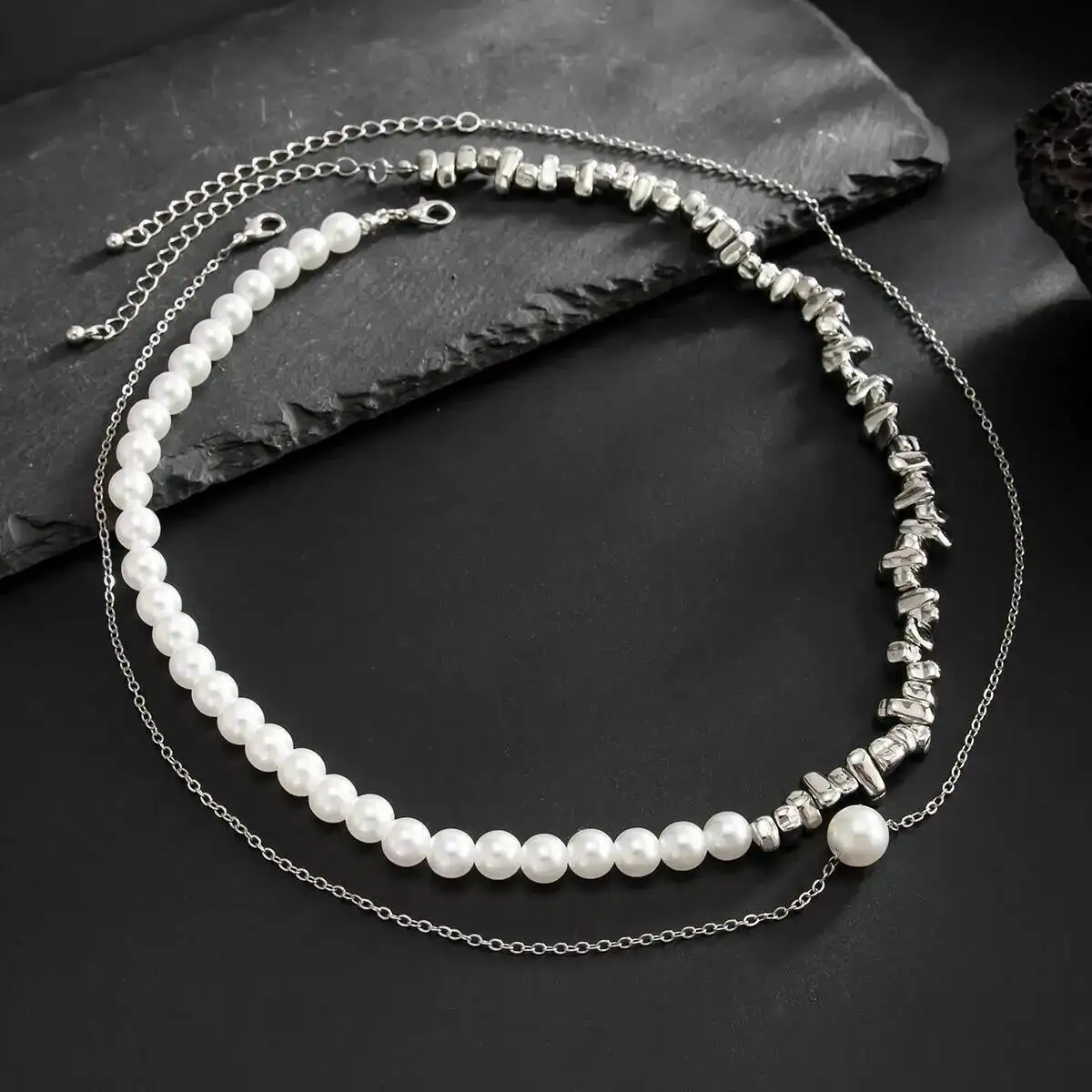 Lacteo الاتجاه الإبداعية تقليد اللؤلؤ قلادة المختنق قلادة فريدة من نوعها غير النظامية CCB مطرز قلادة حفلة مجوهرات يومية هدية 2026 #4