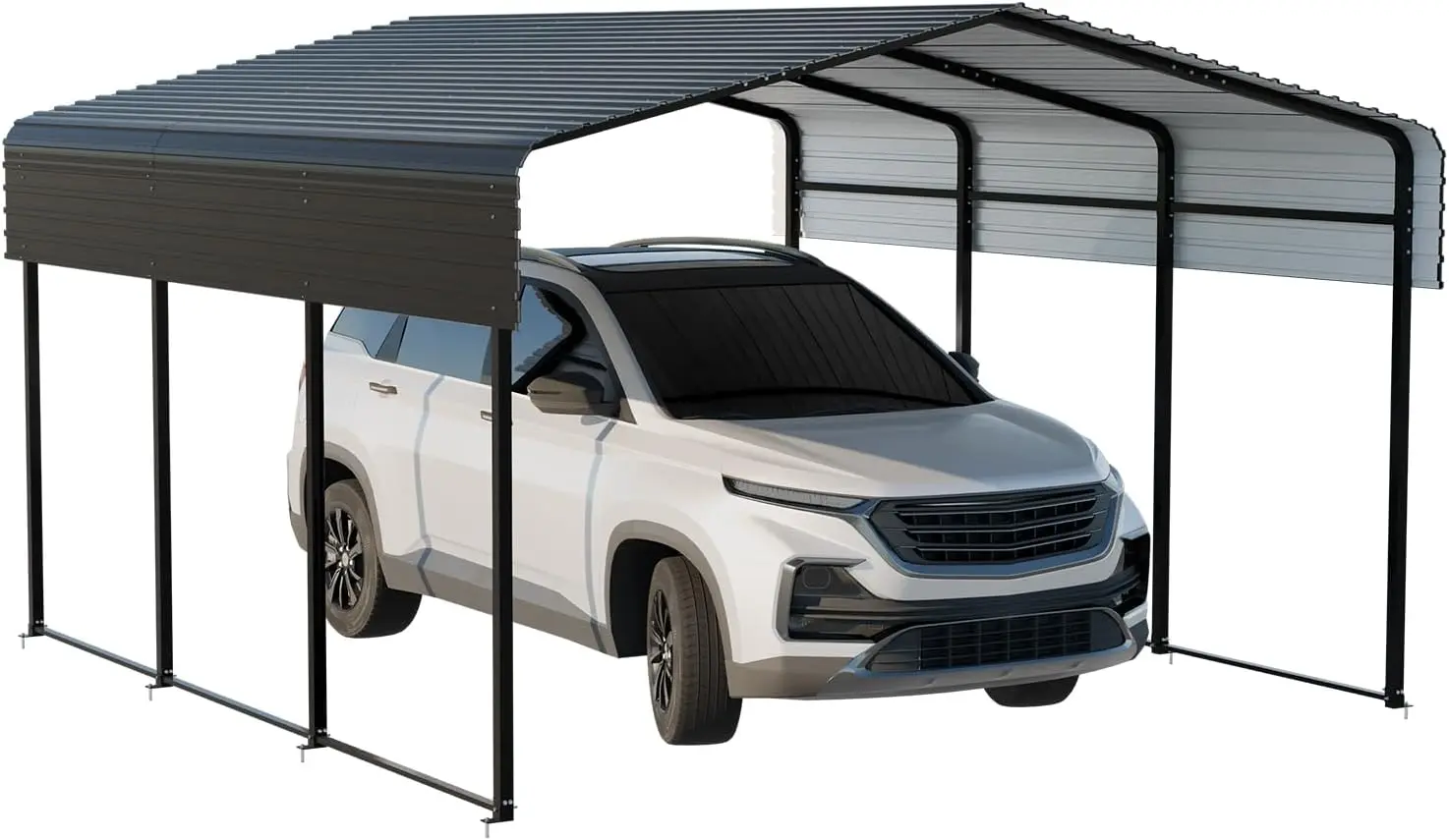 Metal Carport 10 * 15 FT with Enhanced Base Heavy Duty Garage with Galvanized Steel Roof Multi-Use Shelter Outdoor for Car,