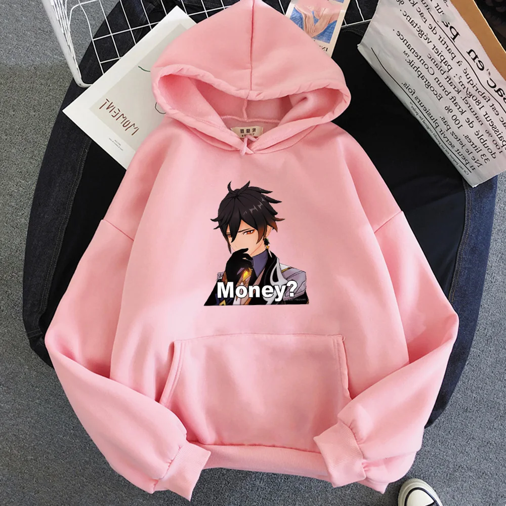 Trung Lý In Genshin Tác Động Hot Game Anime Áo Hoodie Nữ/Nam Dạo Phố Kawaii Quần Áo Của TEE Quá Khổ Áo Bông Tai Kẹp 12