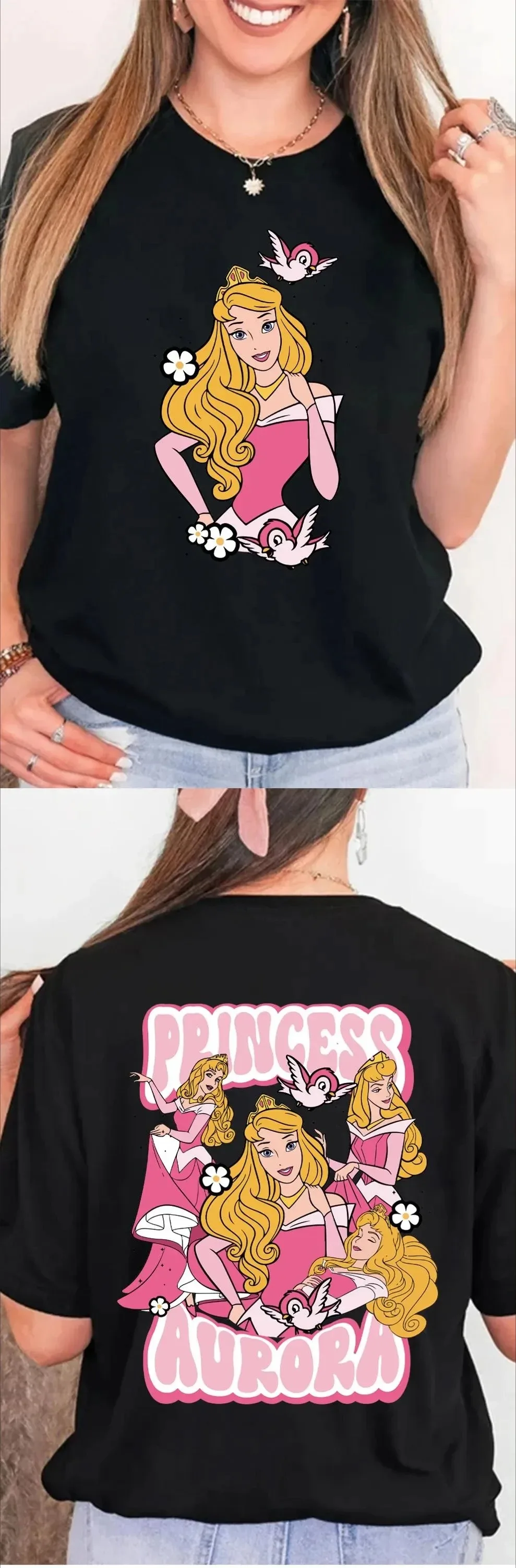 Disney Princess T-Shirt Summer Disney Princess Matching Shirt Girls Trip Princess Cinderella Belle Aurora Rapunzel Tshirt view 2