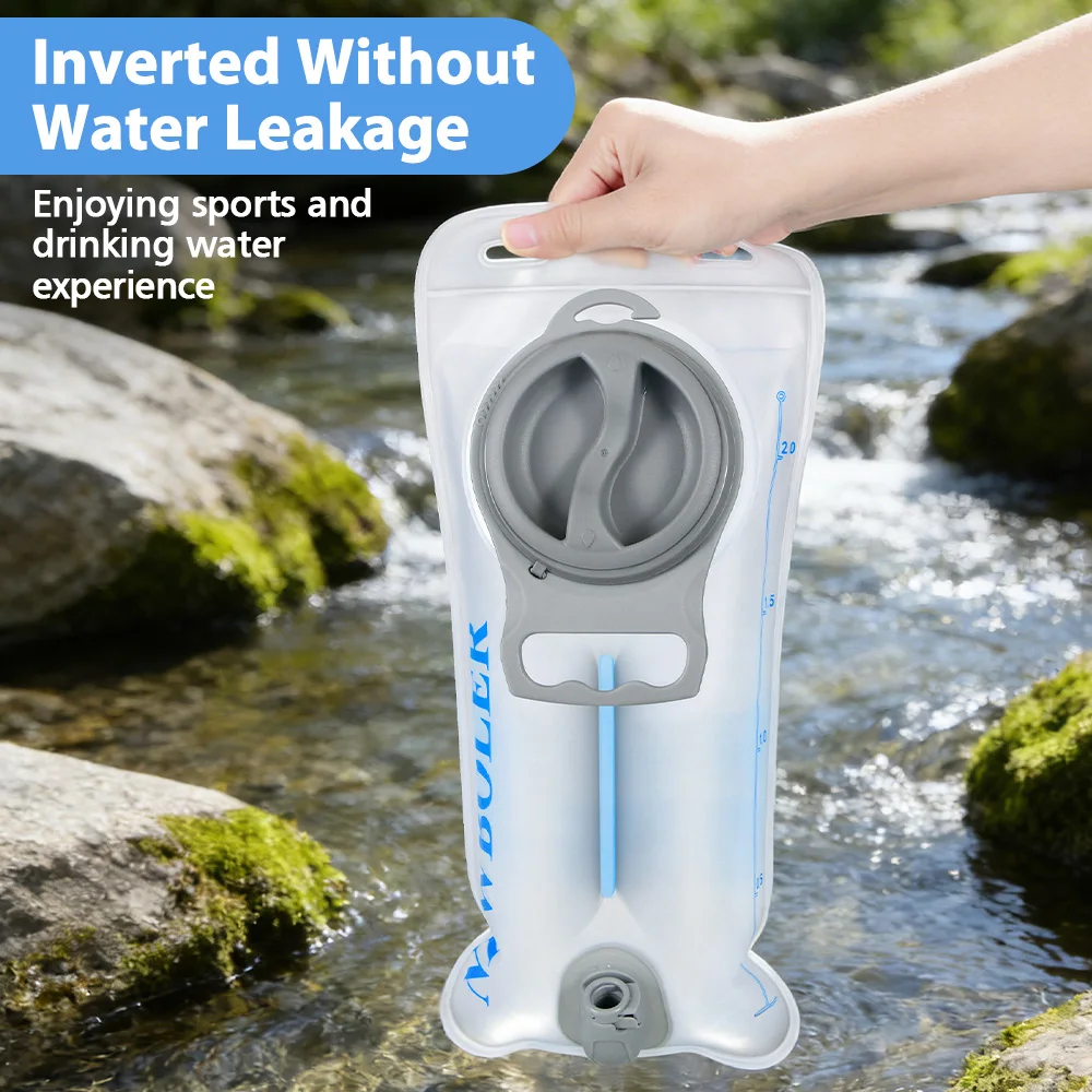 NEWBOLER Wasserblase 2L mit Weiter Öffnung Hydration Pack Reservoir BPA-freier PEVA-Wasserspeicherbeutel für Camping, Radfahren, Laufen, Wandern – Detail 7