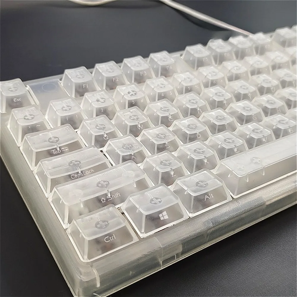 Glacier Blue Transparent, Keycap, Cherry PBT Technology Keycap Set Suitable for HI75 61 84 96 98 99 104 F87 and other keyboards