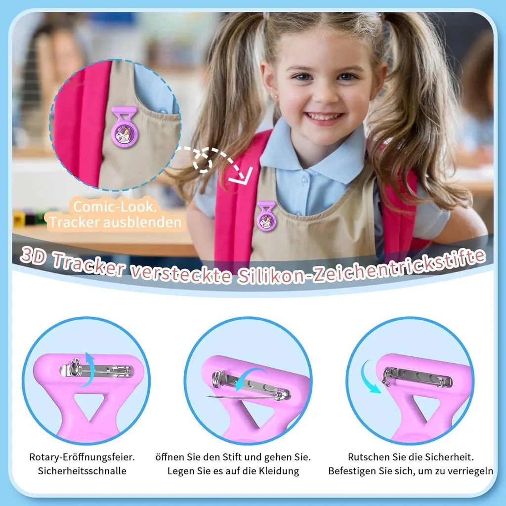 Waterproof AirTag Holder for Kids, Cute Cartoon Hidden Pin, Soft Silicone Case, Coverage, Durable Accessories for Boys & Girls