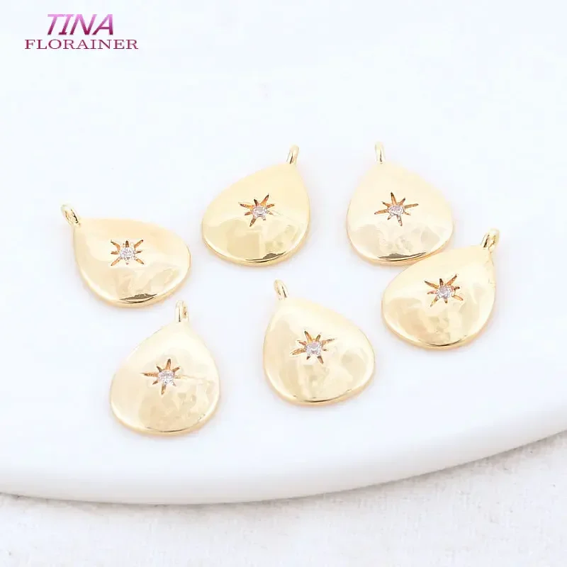 9.5*14MM 14K Gold Color Brass and Zircon Drop and Star Charms Pendants Necklace Jewelry Making Supplies Diy Accessories