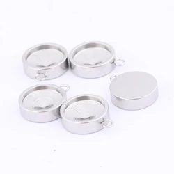 20pcs Stainless Steel 10mm Pointback Stone Cabochon Base Setting Blanks Diy Charm Pendant Trays For Earrings Jewelry Making