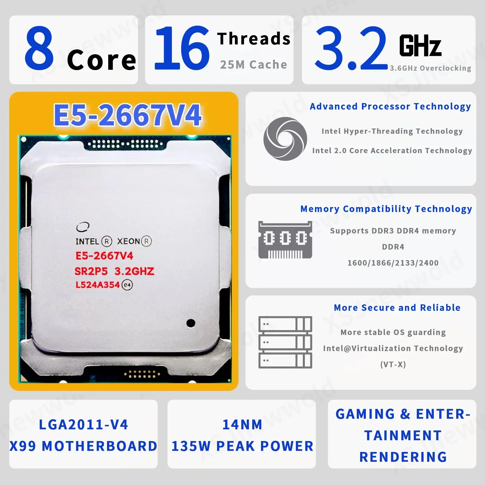 Imagem -02 - Xeon Placa-mãe Kit e5 2667 v4 Kit X99 2667v4 X99d8i Processador 2667v4 Ddr4 4x8 = 32gb Ram Lga20113 Nvme Wifi M.2