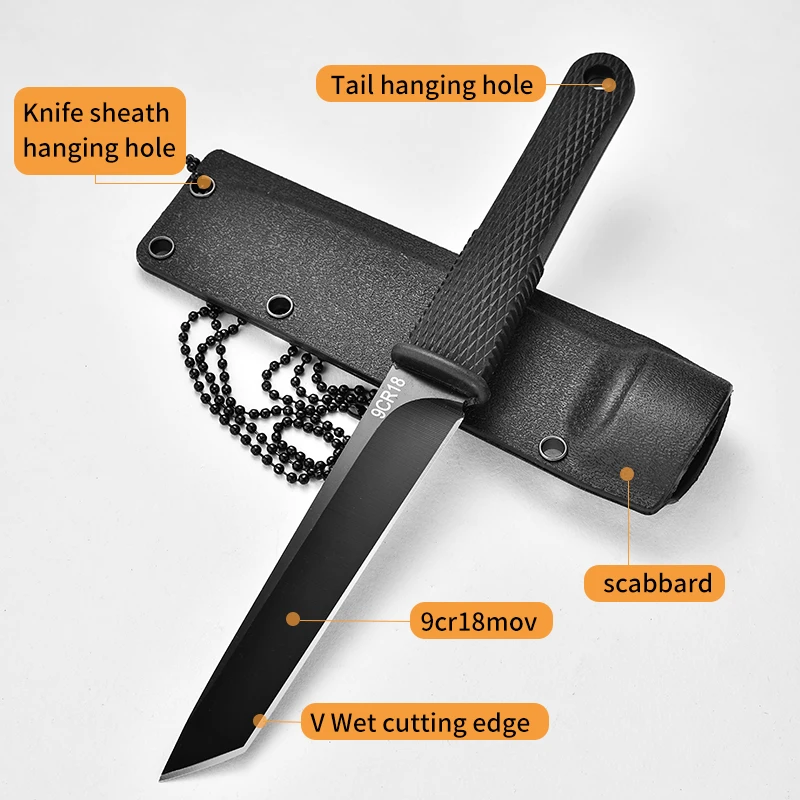 High hardness outdoor knife, wilderness survival knife, portable small straight knife, sharp tactical knife