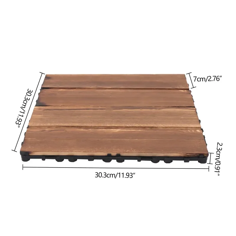 36 Pieces 30x30 cm Interlocking Floor Tiles; Terrace Decking Tiles; Anti-slip, Waterproof, Anti-static Wooden Floor.