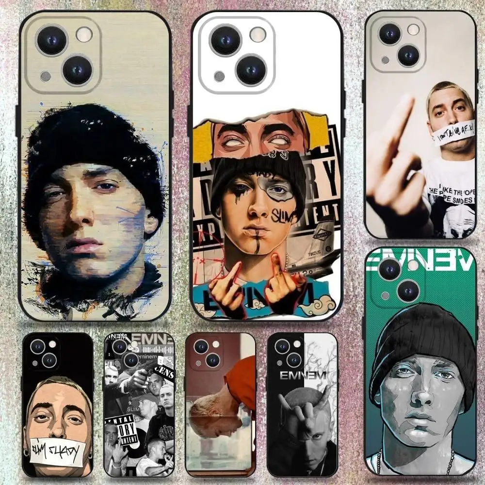 

Rapper Eminem America Phone Case For iPhone 16,15,14,13,12,11 Plus,Pro Max,XS,X,XR,SE,Mini,8,7,Soft Silicone Black Cover