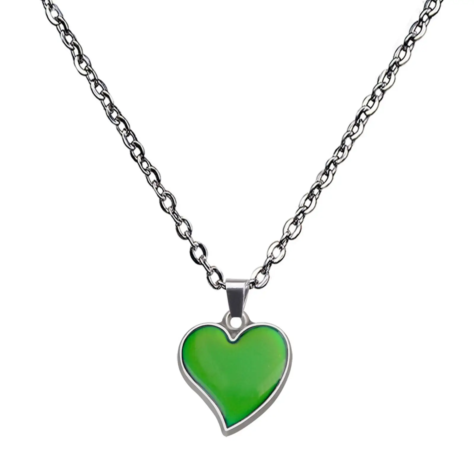 Mood Locket Pendant Necklace Temperature Sensing Color Change Heart Shaped Stylish Chain Jewellery for Prom Wedding Banquet Kids
