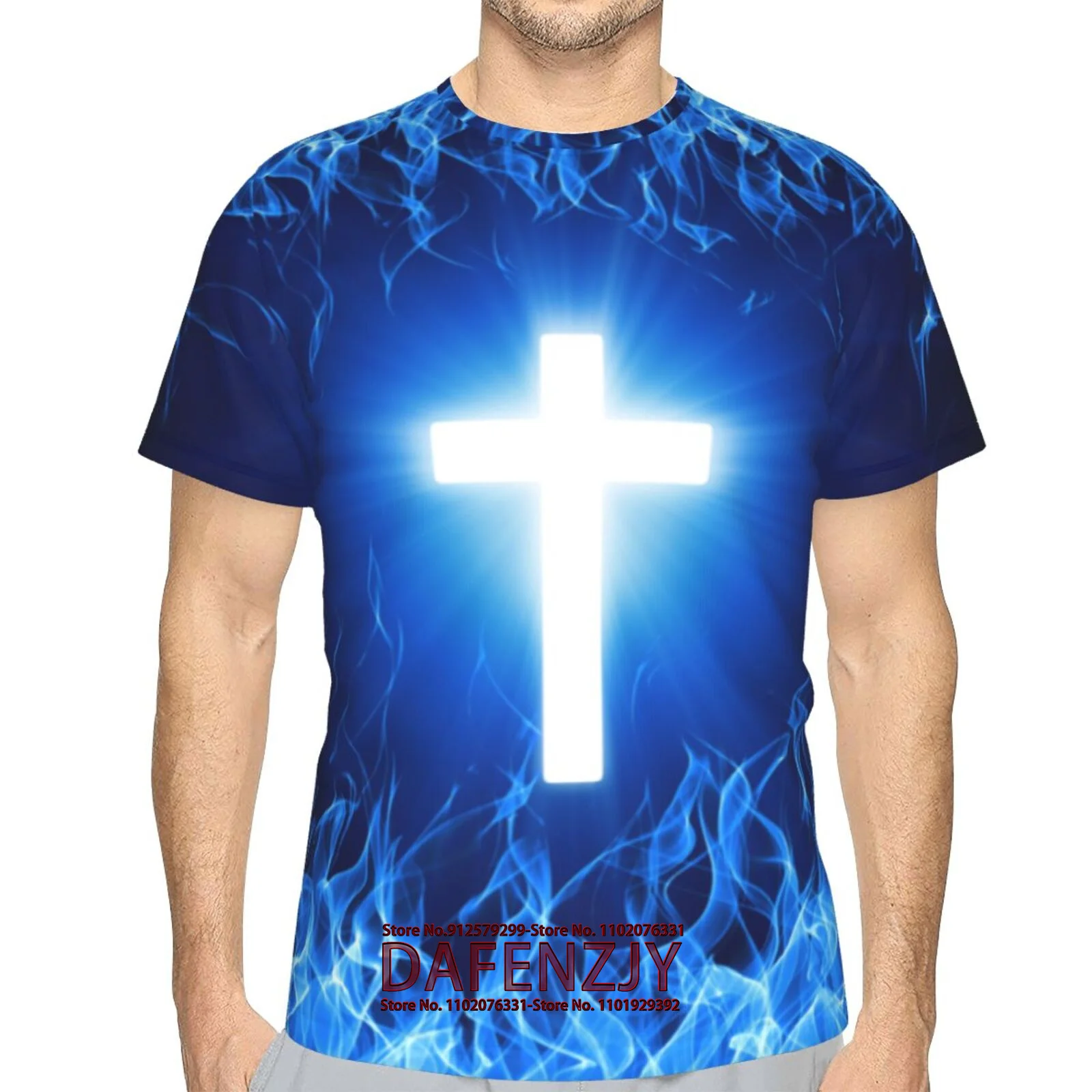 

Christian Short Sleeve Cross Pattern 3d Print Men's T-shirt Graphic Tee Summer Clothes T Shirts