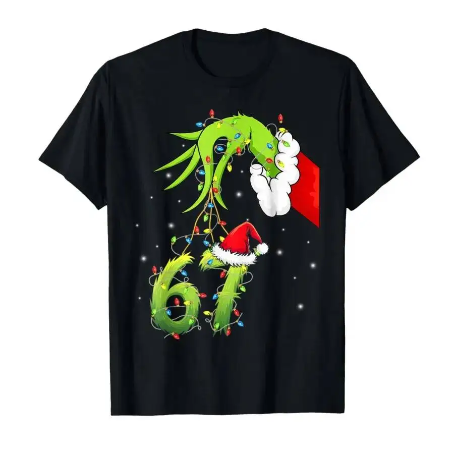Funny Six Seven 6 7 Meme 67 Xmas Hand Printed Costume T-Shirt For Women T Shirts Short Sleeve Tops Clothing 100% Cotton Trendy