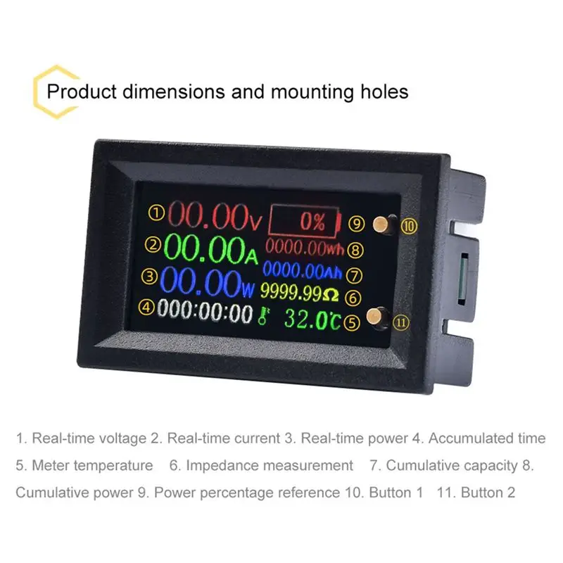 جديد! الفولتميتر الرقمي مقياس التيار الكهربائي متعدد الوظائف تستر IPS الجهد الحالي الطاقة بطارية الطاقة اختبار الكهرباء متر