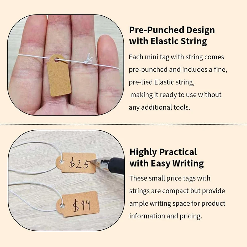 500pcs Blank Price Tags with String,Writable Present Name Tags for Wrapping Gift Bags,Watch Jewelry Crafts Price Display Cards