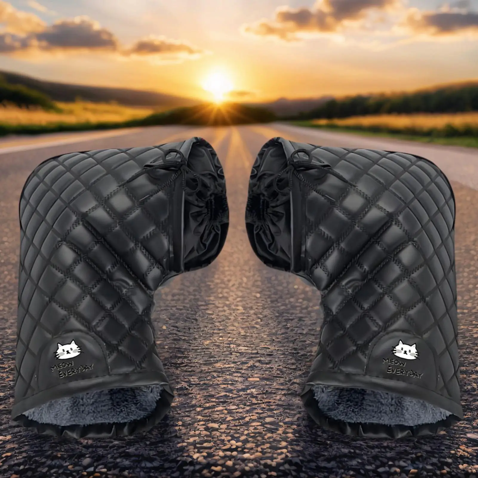 Motorcycle handlebar gloves Winter Waterproof Hand Muffs Windproof Handlebar Fingerless Gloves Thickened velvet warm Gloves