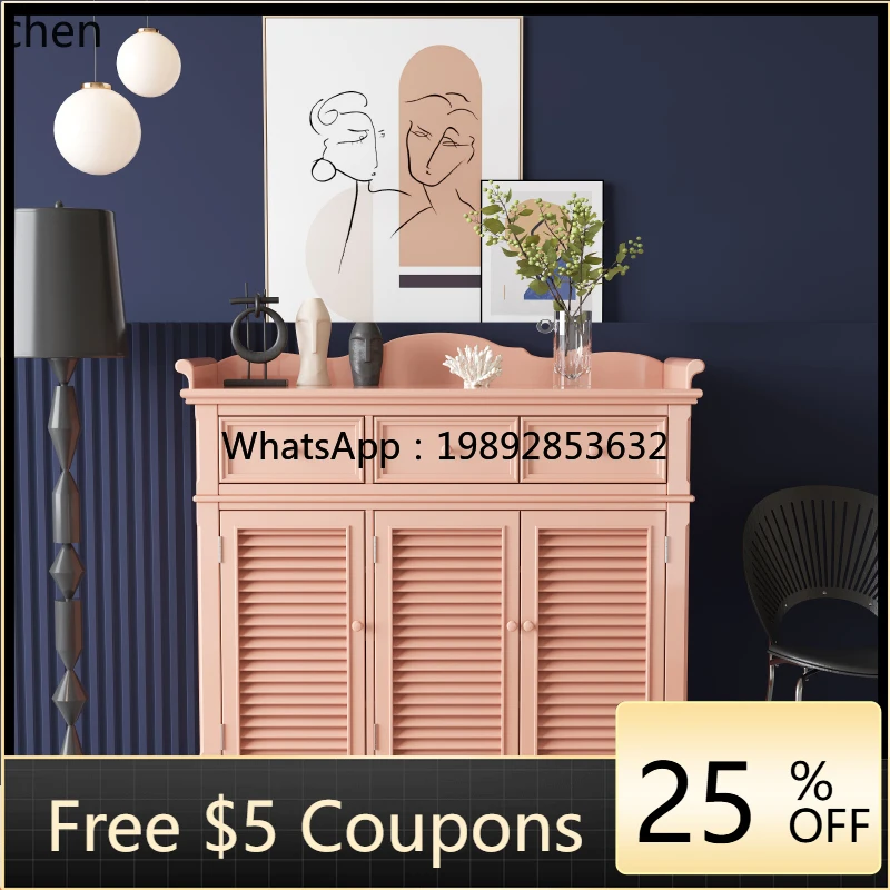 W1  modern shoe cabinet shutters porch small household storage shoe cabinet pastoral modern