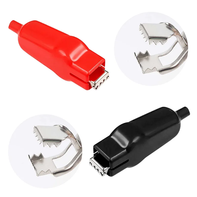 

4 шт. зажимы типа «крокодил» 10A 20A электрические тестовые зажимы детали электроинструмента, зажим типа «крокодил» с красной/черной оболочкой с изоляцией из ПВХ