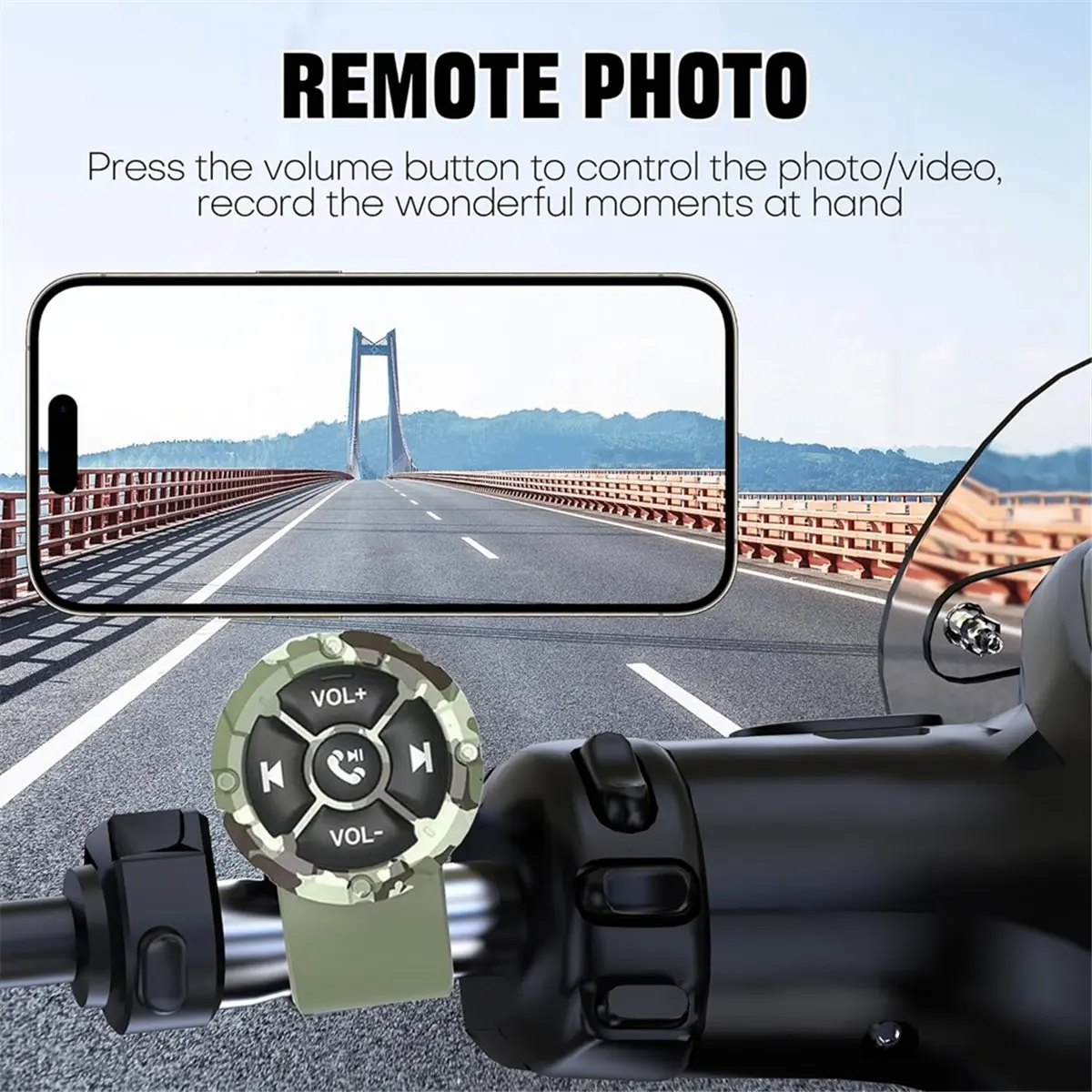 DT77 Bluetooth Media Button Remote,5 Keys Wireless Music Controller for Car Motorcycle Steering Wheel Media Controller